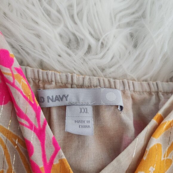 Old Navy Y2K Maxi Dress XXL Tiered Boho V-Neck Metallic Sleeveless‎ Beach Lined - Picture 5 of 12